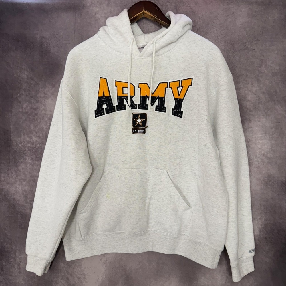 Vintage Soffe US Army Hoodie Men's‎ Large Gray Fleece Pullover Kangaroo Pocket